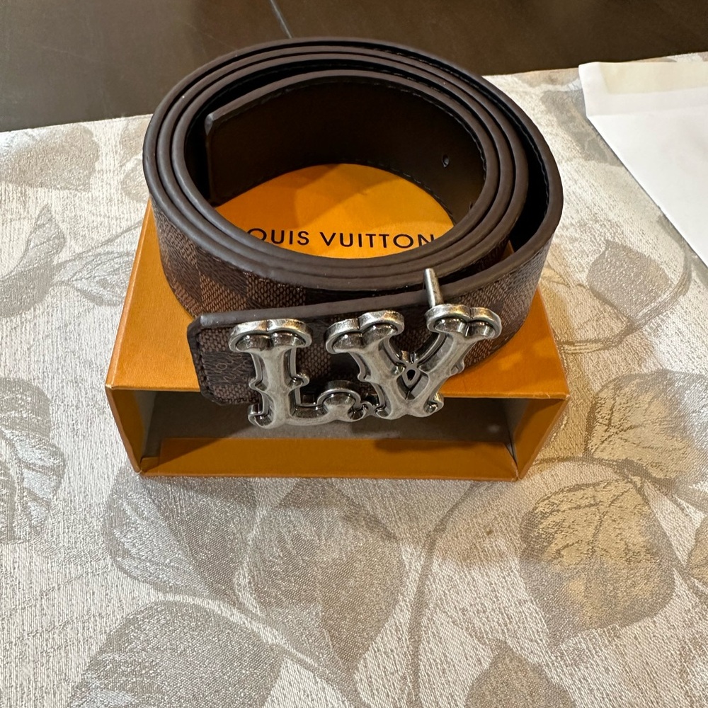 Louis Vuitton Brown and Silver Belt